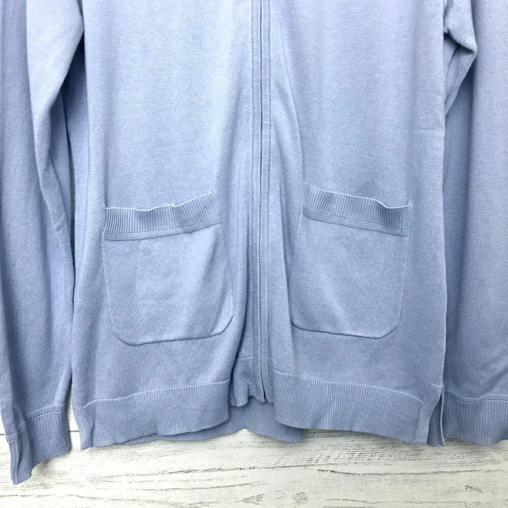 NEW Isaac Mizrahi Women's Light Blue Cardigan Sweater Zipper Front Pockets Small - Picture 3 of 10